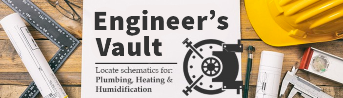 A wide banner that has a ruler, hard hat, measuring tool with the words Engineer Vault on it